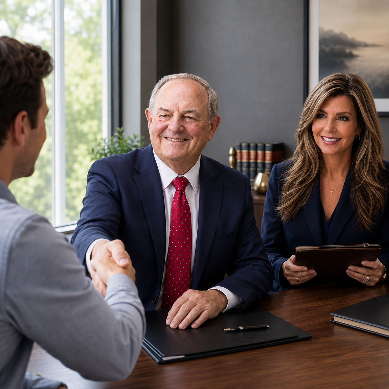 Illustrative law-office consultation scene