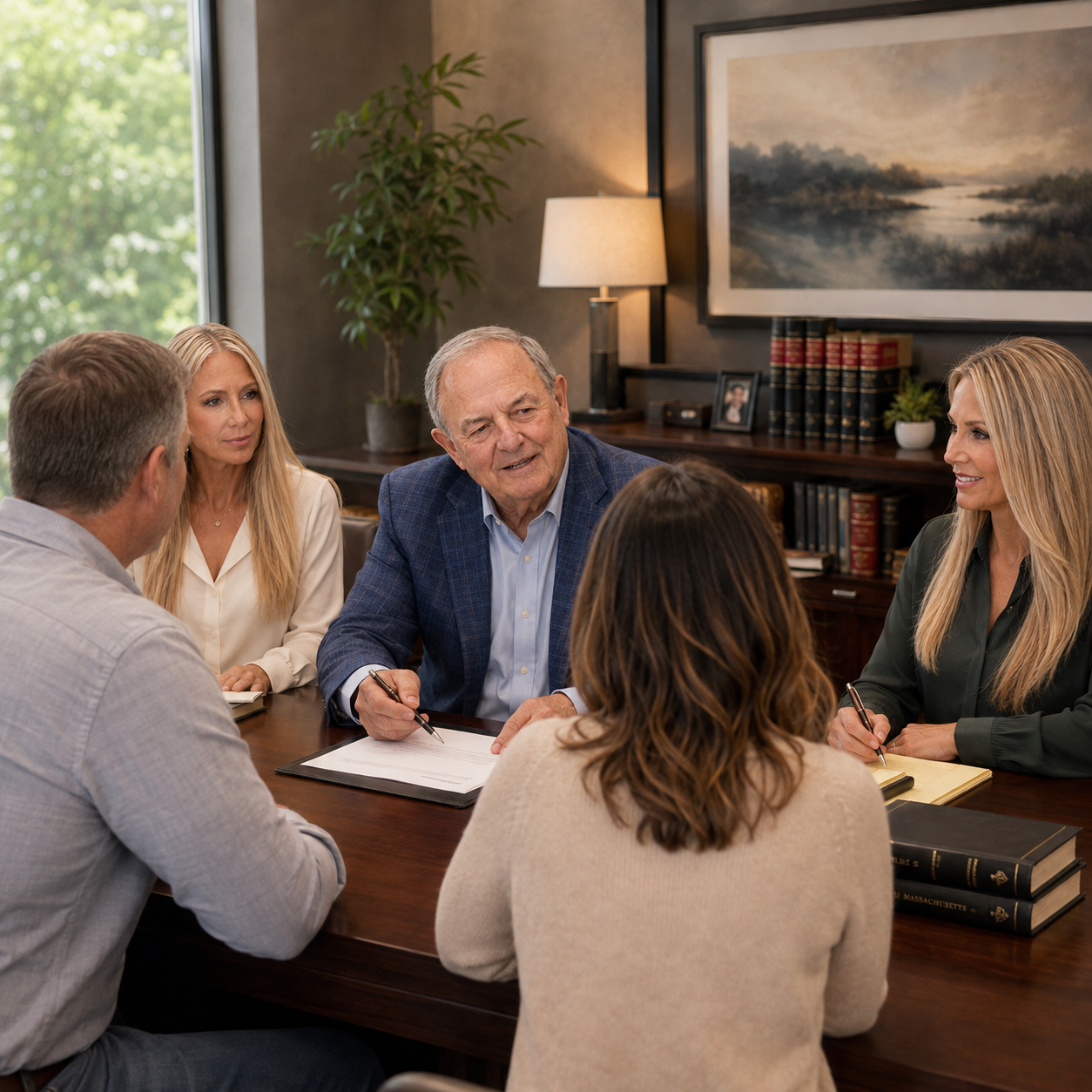 Illustrative law-office consultation scene